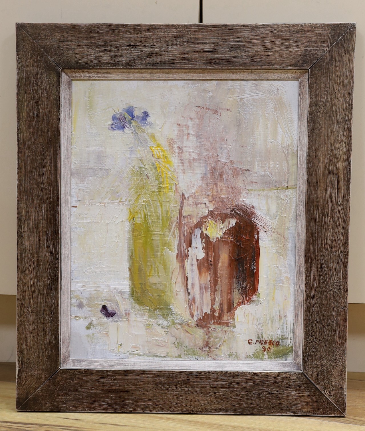 Giuliana Presco, oil on canvas, Abstract figure study, signed and dated '90, 40 x 32cm